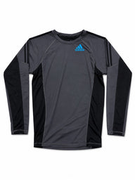 Adidas longesleeve voor mma en kickboksen vind de kleuren grijs en zwart