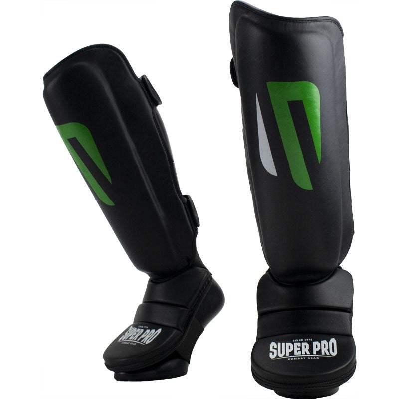 SUPER PRO COMBAT GEAR SCHEENBESCHERMERS NO MERCY, ZWART - GROEN - ZILVER