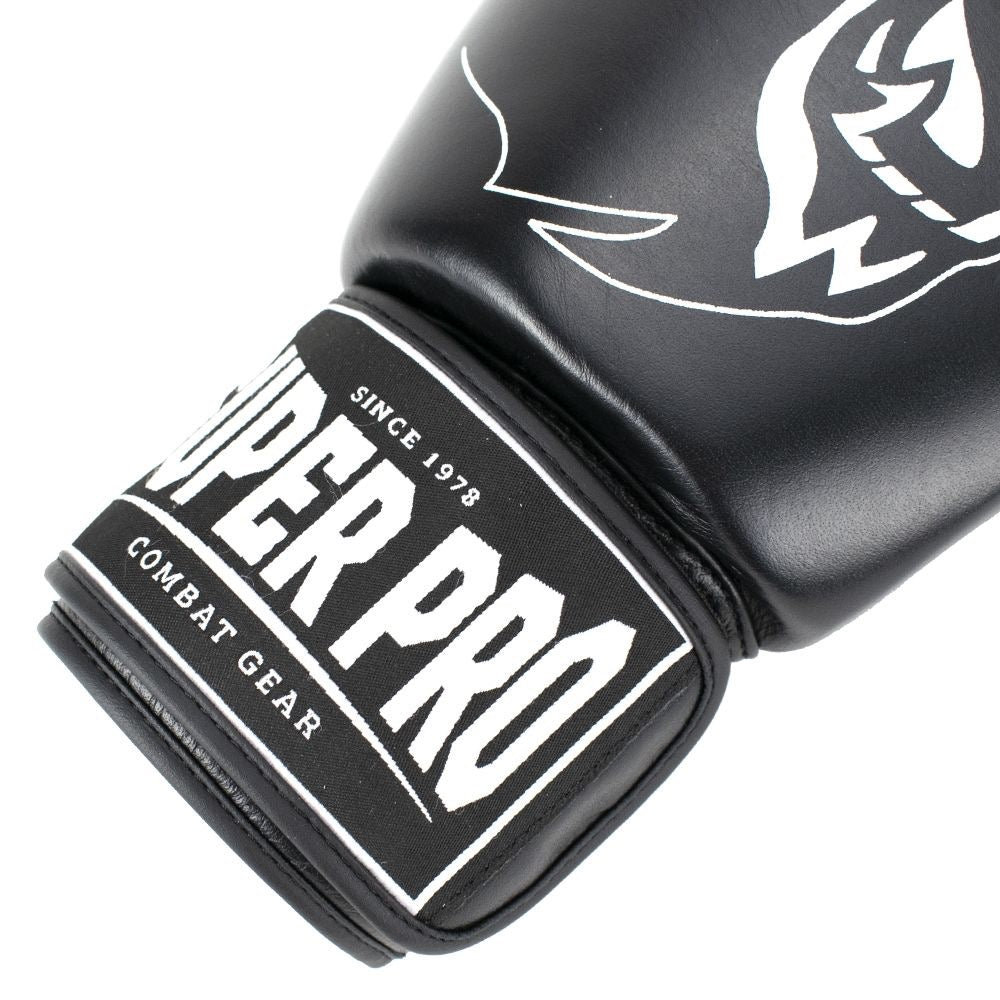 Super Pro Combat Gear Set – Lederen Warrior Kickbokshandschoenen + Lederen Guardian Scheenbeschermers 12 oz