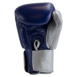 SUPER PRO COMBAT GEAR LEDEREN (THAI)BOKSHANDSCHOENEN ENFORCER , BLAUW - WIT - ZILVER