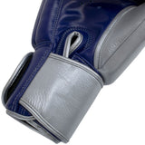 SUPER PRO COMBAT GEAR LEDEREN (THAI)BOKSHANDSCHOENEN ENFORCER , BLAUW - WIT - ZILVER