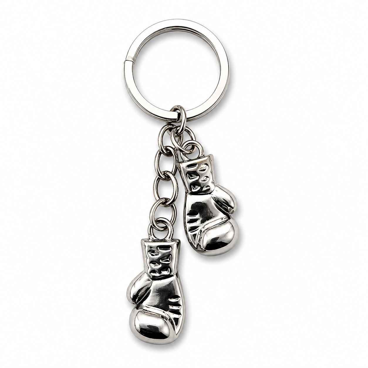 Zilverkleurige bokshandschoen sleutelhanger