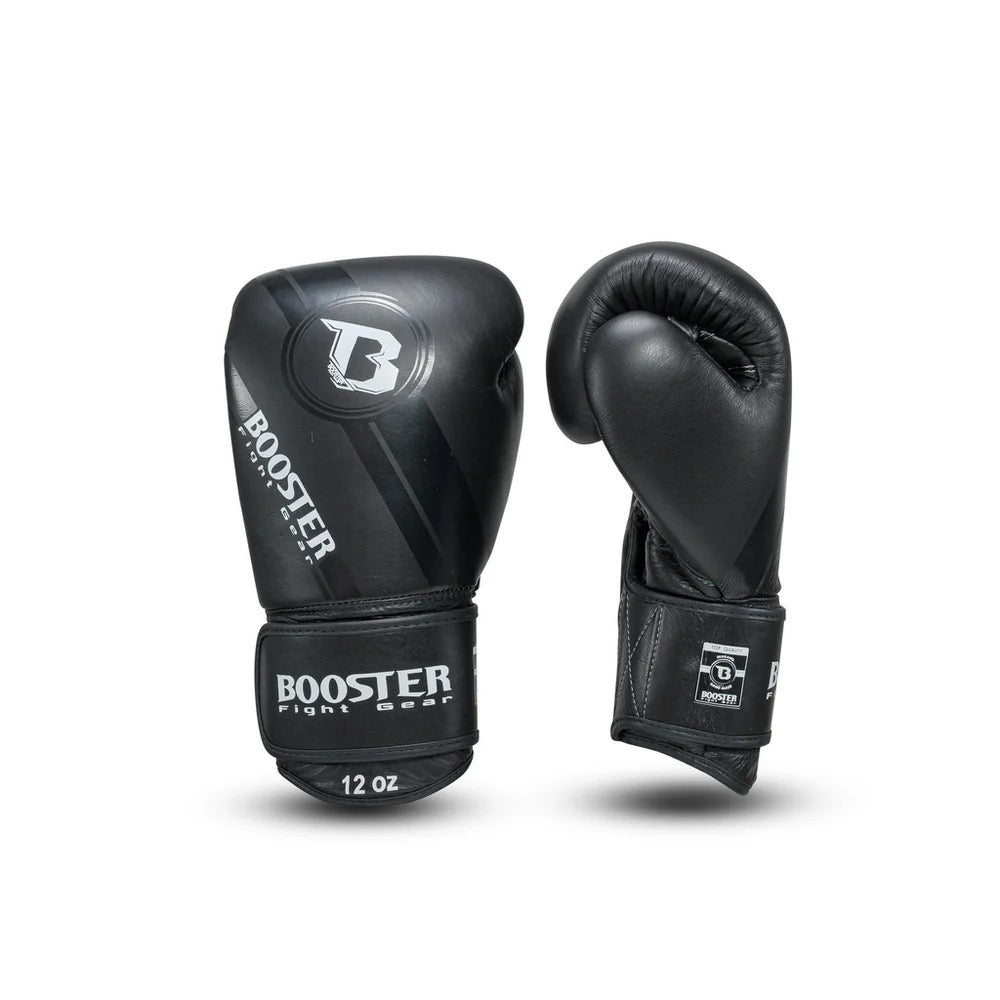 Booster bokshandschoenen leer voor boksen en kickboksen zwart
