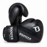 Booster bokshandschoenen leer voor boksen en kickboksen zwart