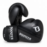 Booster bokshandschoenen leer voor boksen en kickboksen zwart