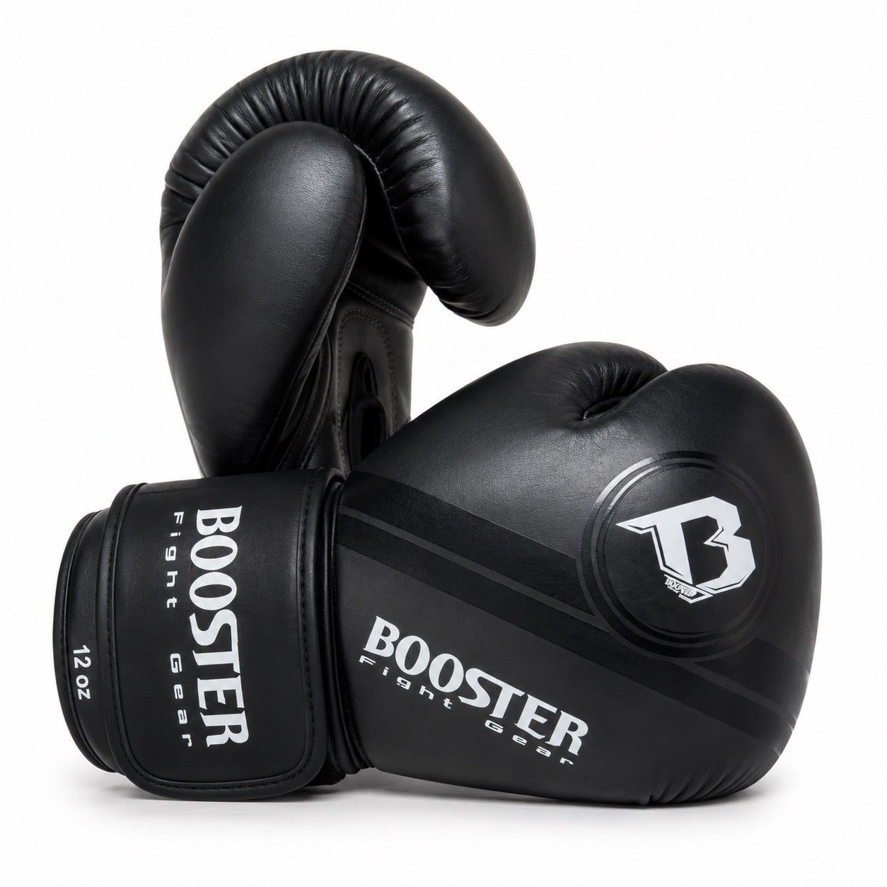 Booster bokshandschoenen leer voor boksen en kickboksen zwart