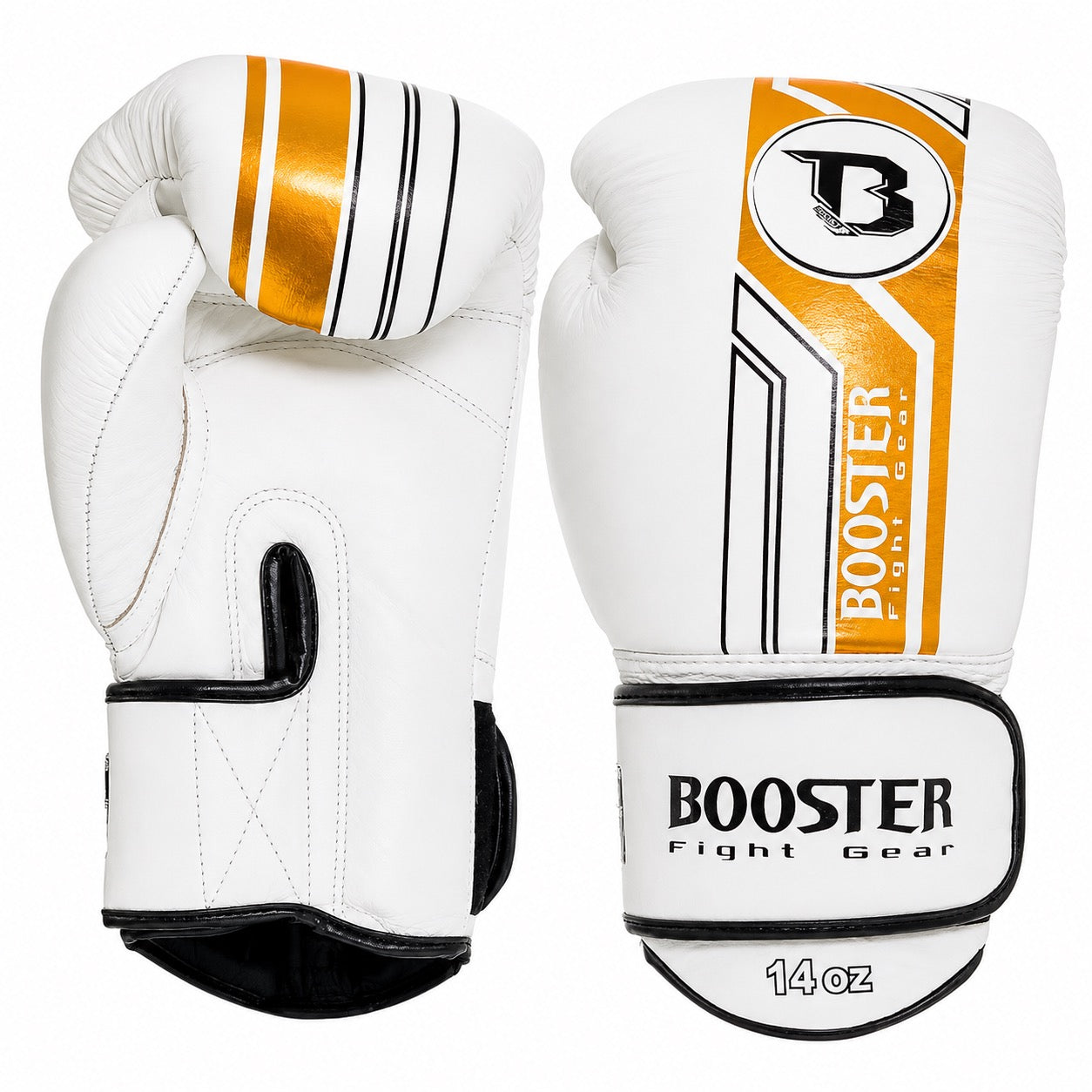 Booster V9 Leren Bokshandschoenen - wit/goud