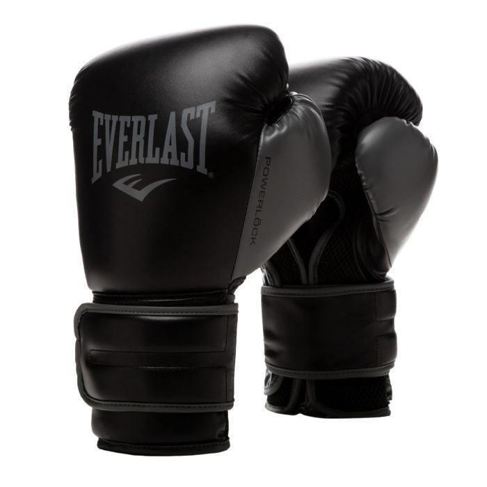 Zwarte everlast powerlock bokshandschoenen voor boksen en kickboksen