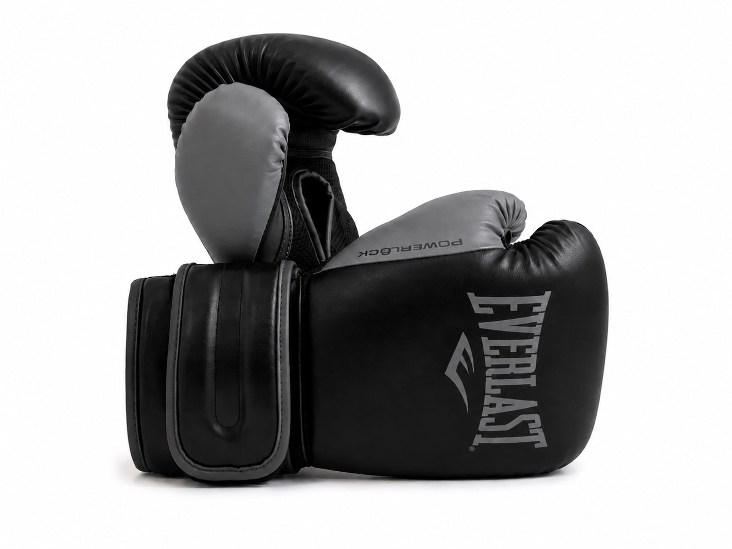 Zwarte everlast powerlock bokshandschoenen voor boksen en kickboksen
