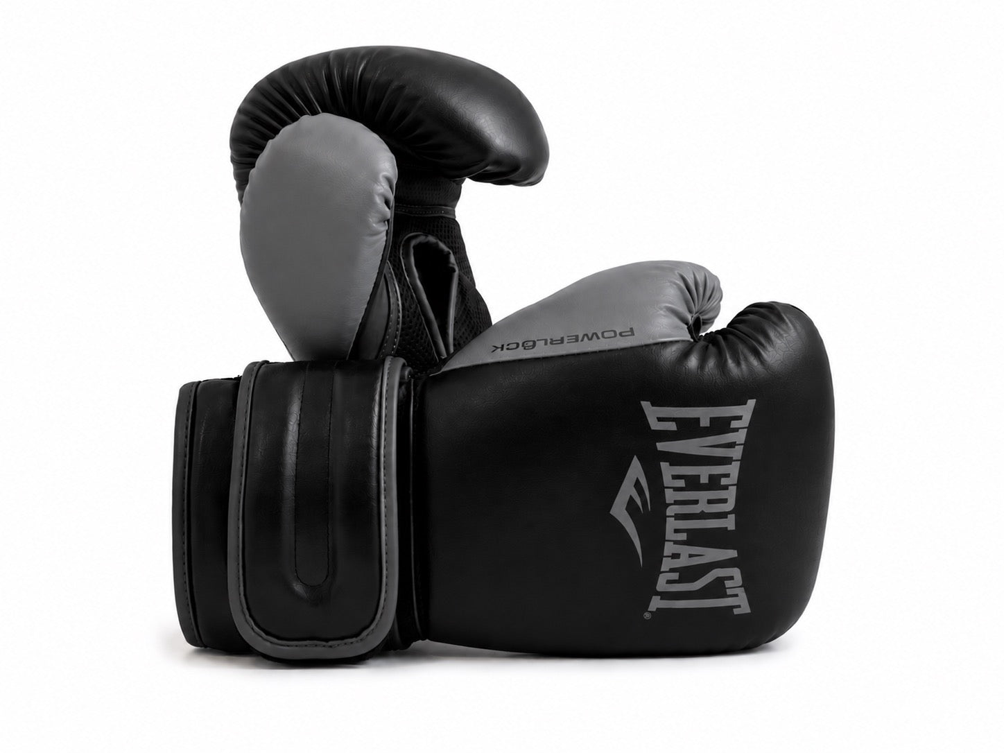 Zwarte everlast powerlock bokshandschoenen voor boksen en kickboksen