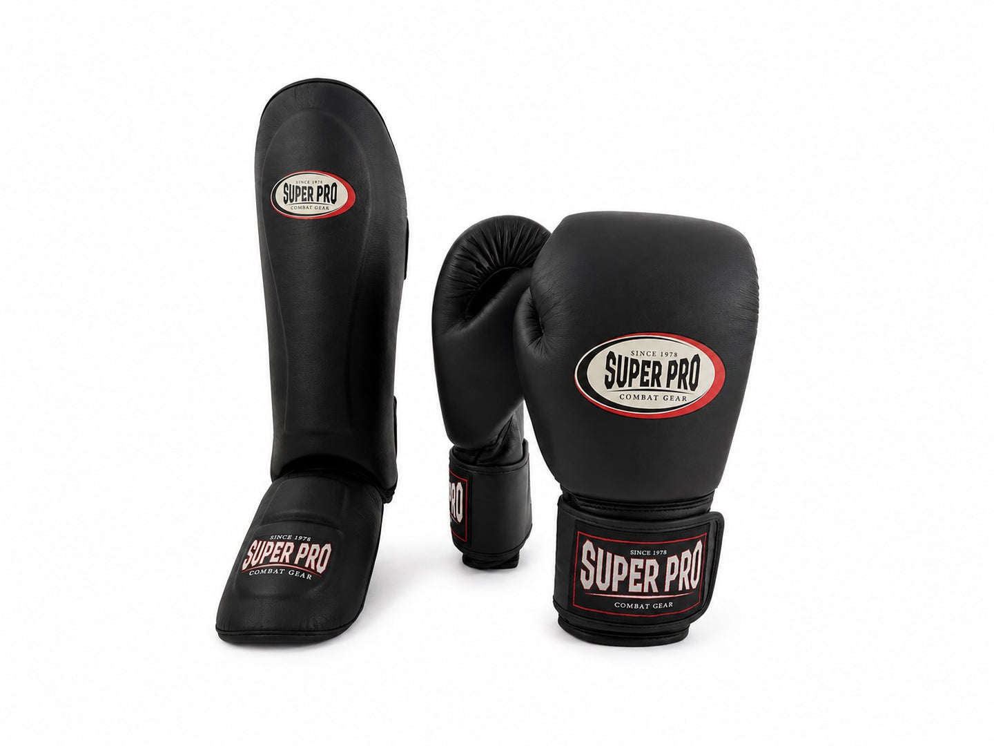 Super Pro Combat Gear Bundel – Thai-Pro Handschoenen & Scheenbeschermers 12 oz