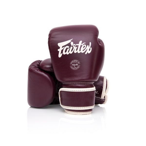 Fairtex leren kickbokshandschoenen maroon voor boksen en kickboksen
