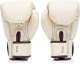 Fairtex bokshandschoenen van leer voor boksen en kickboksen in wit met rood