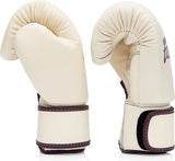 Fairtex bokshandschoenen van leer voor boksen en kickboksen in wit met rood