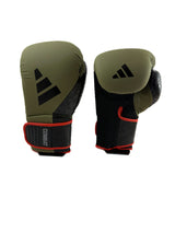 adidas Combat 50 Bundel – Handschoenen & Scheenbeschermers Legergroen 14 oz