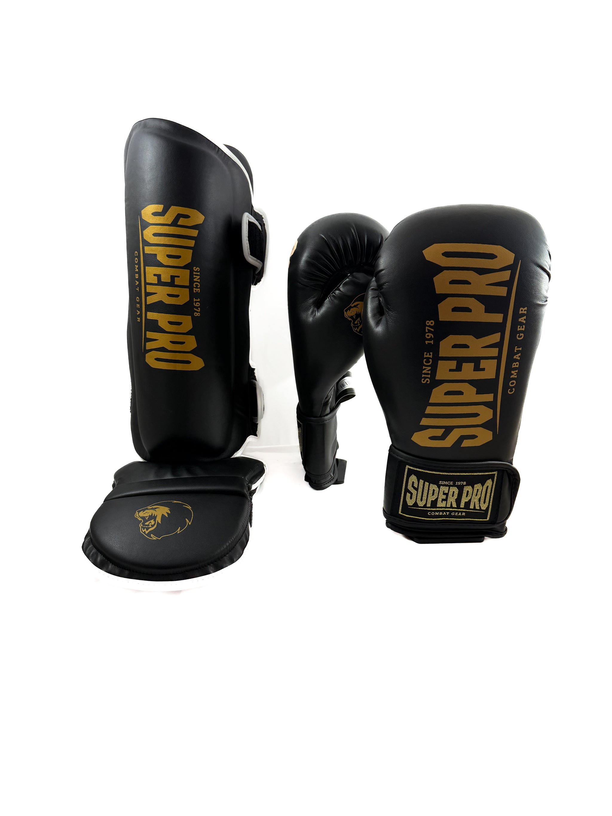 Super Pro Combat Gear Bundel – Champ Handschoenen & Protector SE Scheenbeschermers 14 oz