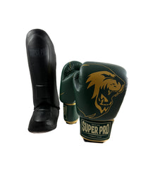 Super Pro Combat Gear Bundel – Warrior Handschoenen & Guardian Scheenbeschermers 12 oz