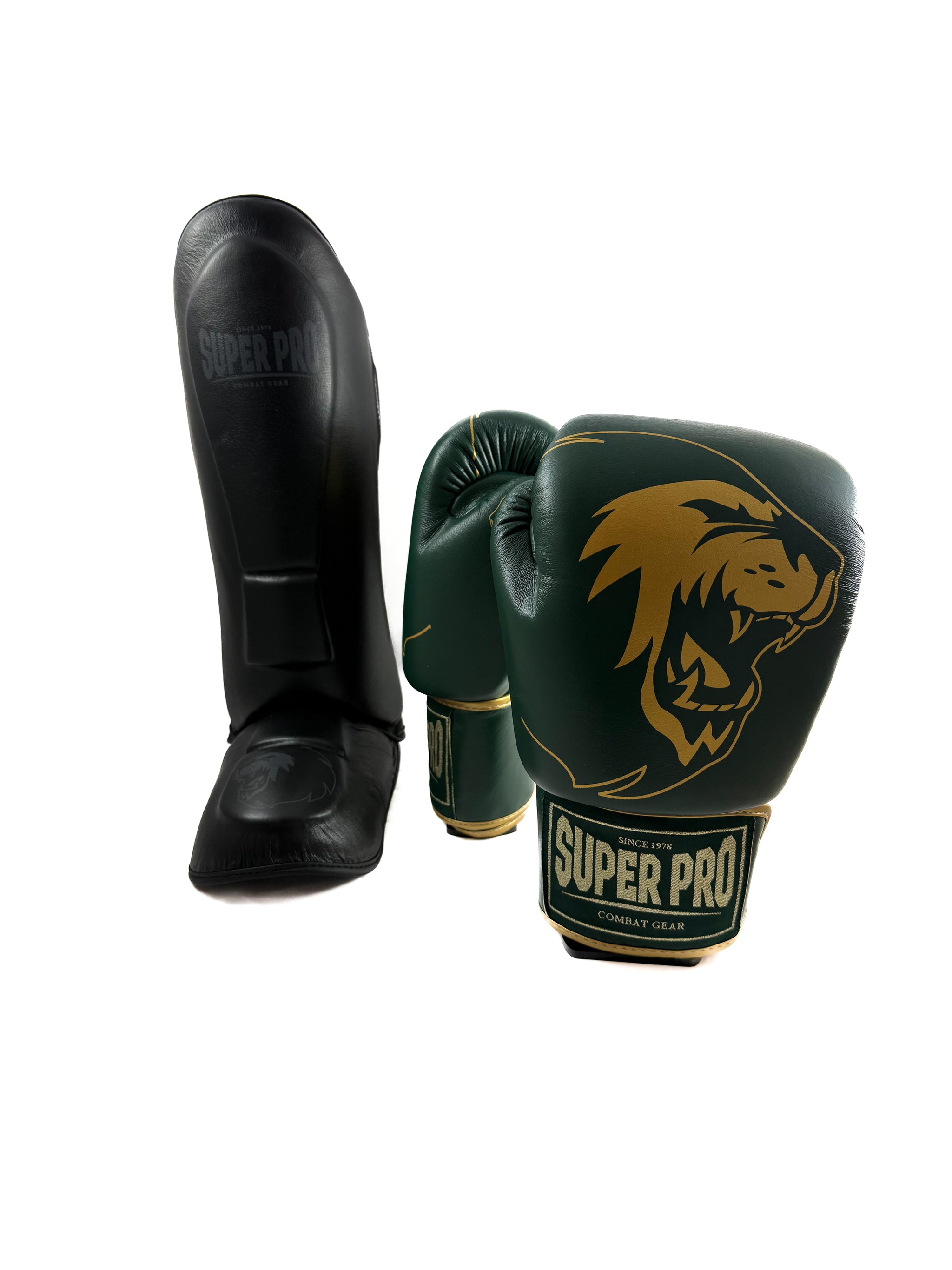 Super Pro Combat Gear Bundel – Warrior Handschoenen & Guardian Scheenbeschermers 12 oz