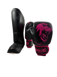 Super Pro Combat Gear Bundel – Warrior Handschoenen & Guardian Scheenbeschermers 14 oz
