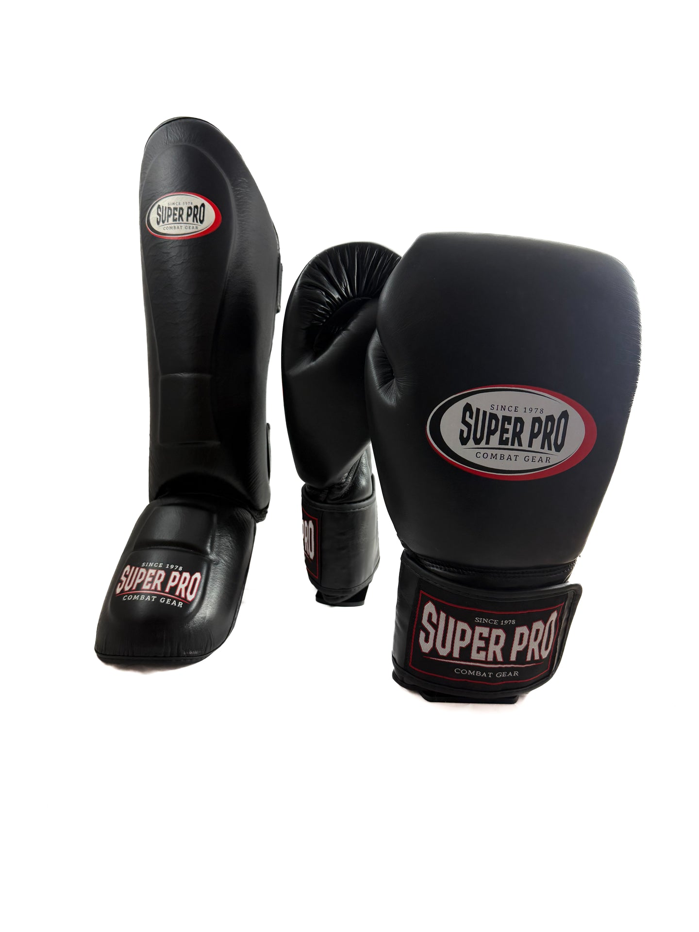 Super Pro Combat Gear Bundel – Thai-Pro Handschoenen & Scheenbeschermers 12 oz