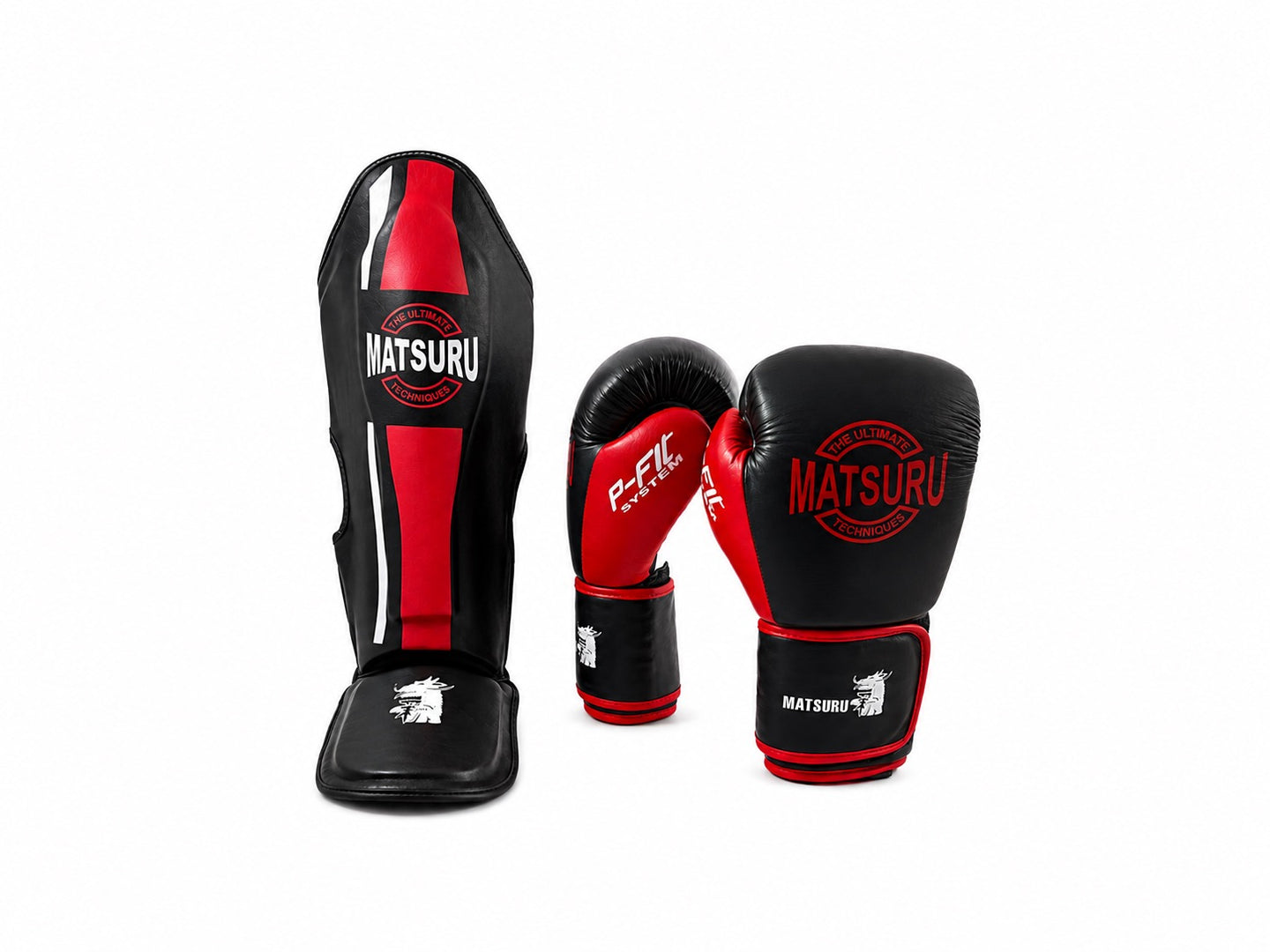 Matsuru kickboksbundel van leer in het zwart en rood