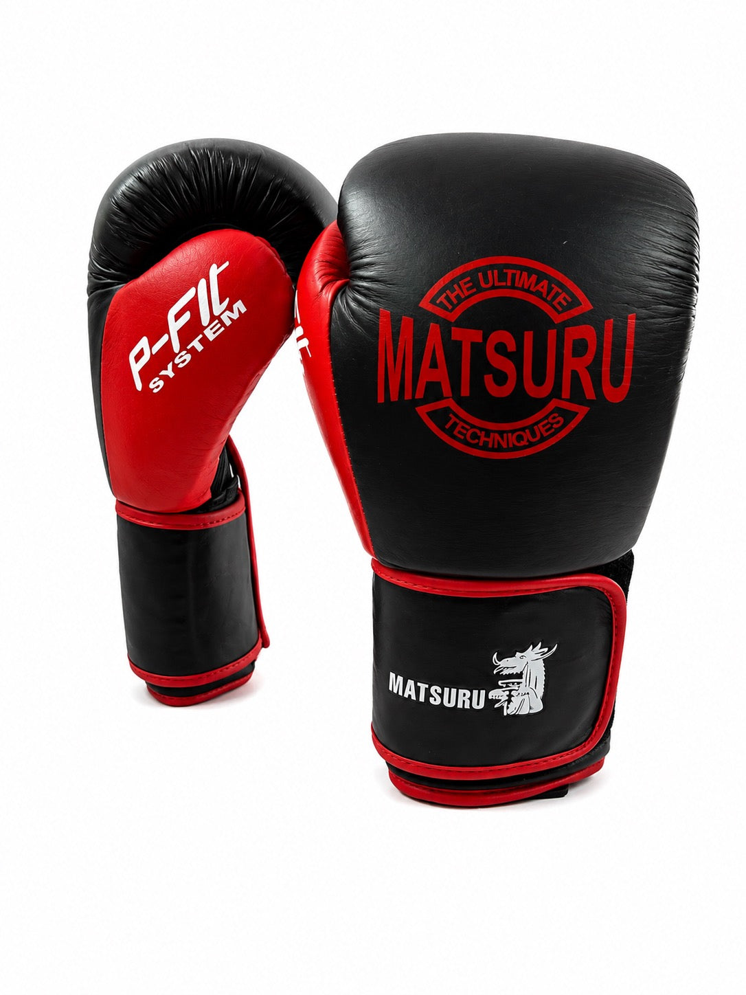 Matsuru kickbokshandschoenen zwart leer voor boksen en kickboksen