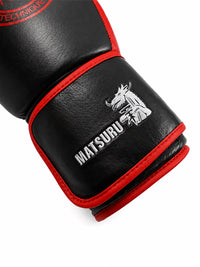Matsuru kickbokshandschoenen zwart leer voor boksen en kickboksen