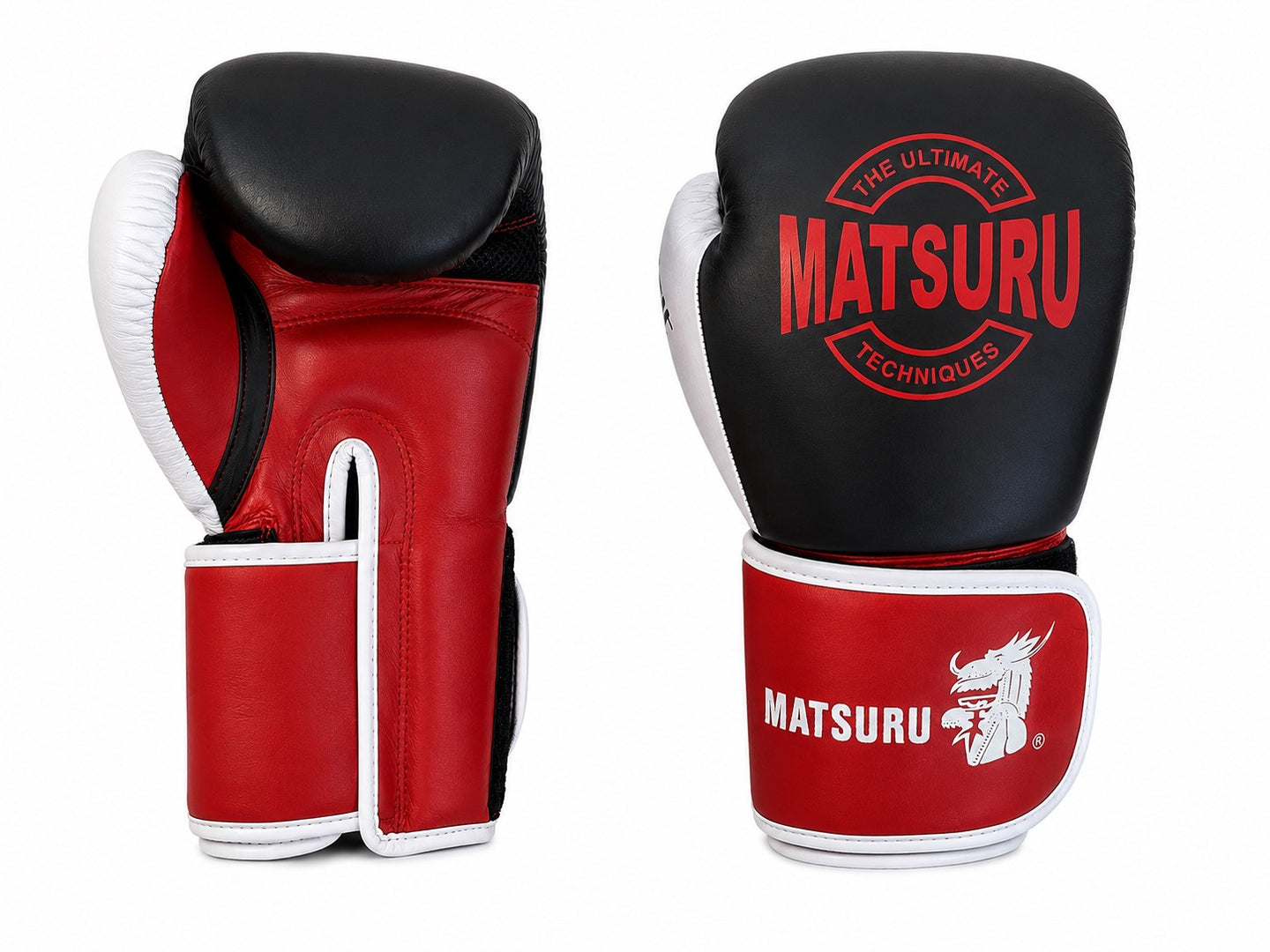 Matsuru kickbokshandschoenen in de kleuren zwart,rood en wit