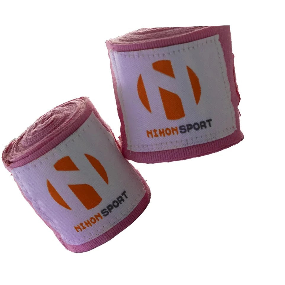 Nihon bandages voor boksen en kickboksen 350cm- roze