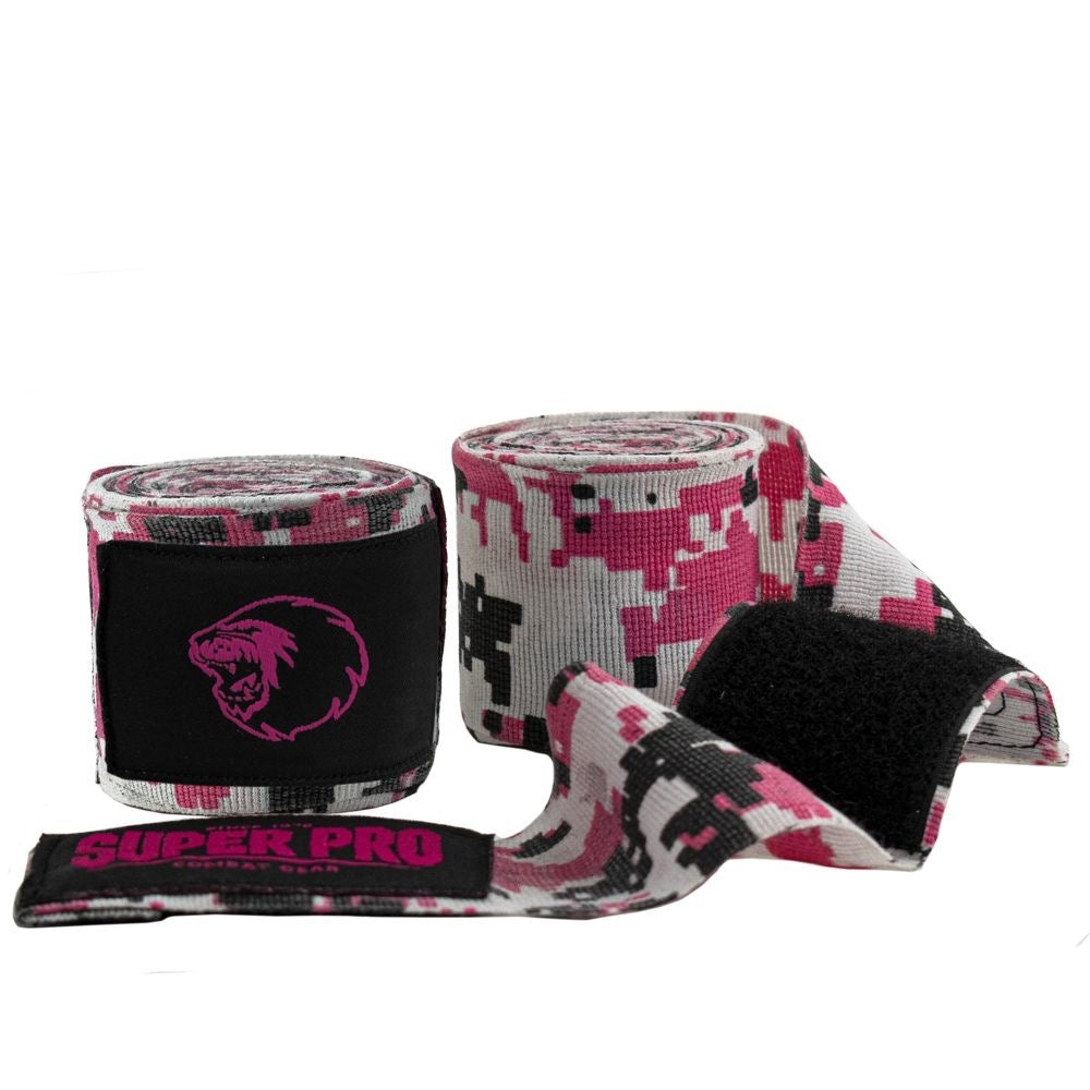 Roze camo bandages voor boksen en kickboksen