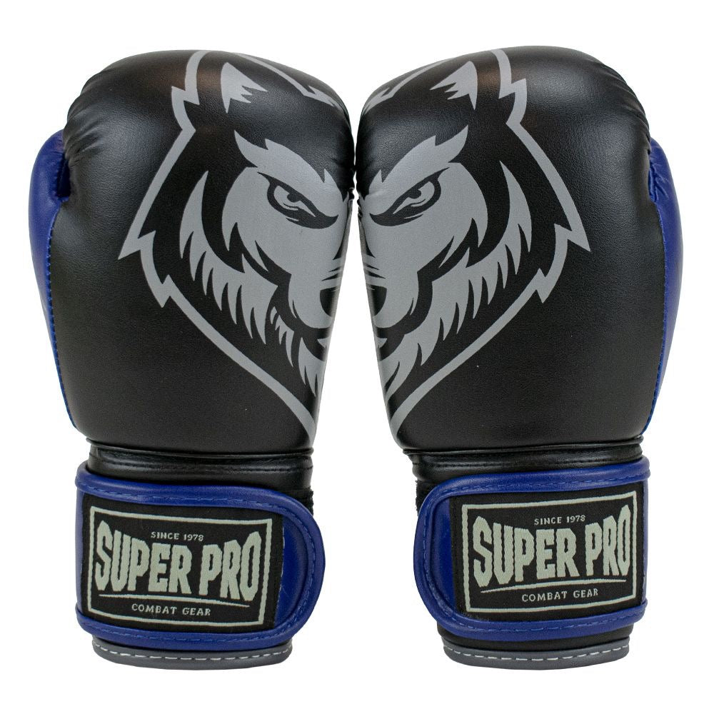 Superpro bokshandschoenen voor kinderen blauw en zwart voor boksen en kickboksen