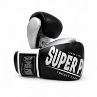 Superpro bokshandschoenen voor boksen en kickboksen in de kleuren zwart en grijs
