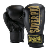 Superpro bokshandschoenen champs in de kleuren zwart en goud