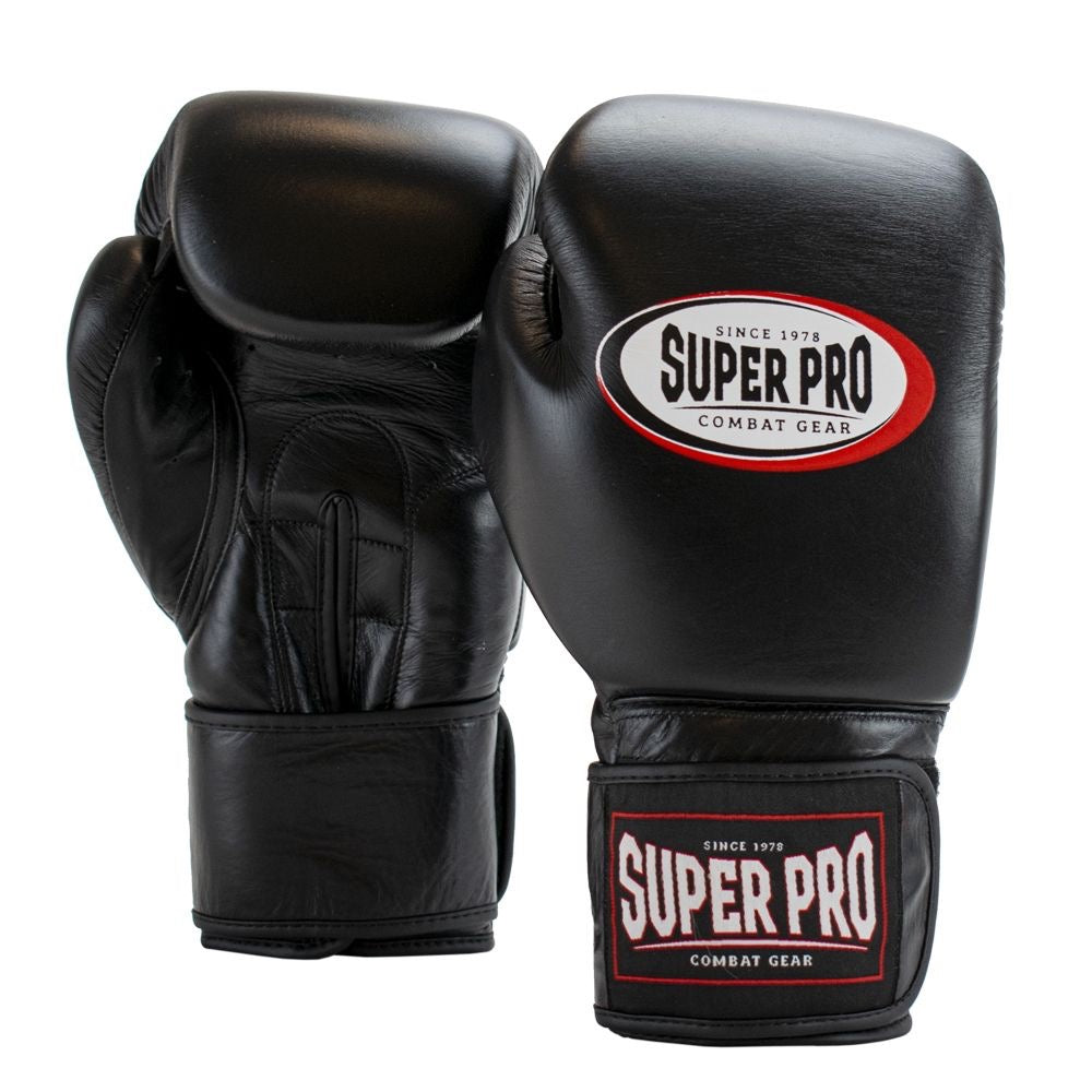 Superpro bokshandschoenen leer zwart