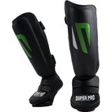 SUPER PRO COMBAT GEAR SCHEENBESCHERMERS NO MERCY, ZWART - GROEN - ZILVER