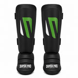 SUPER PRO COMBAT GEAR SCHEENBESCHERMERS NO MERCY, ZWART - GROEN - ZILVER