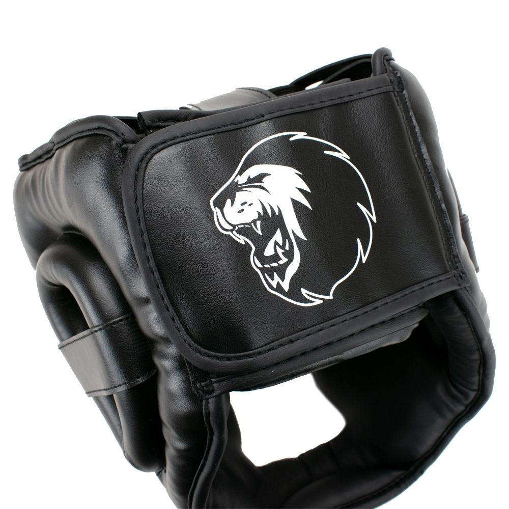 Zwarte headgear voor boksen en kickboksen