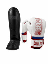 Superpro kickboksen leer in de kleuren wit blauw en rood