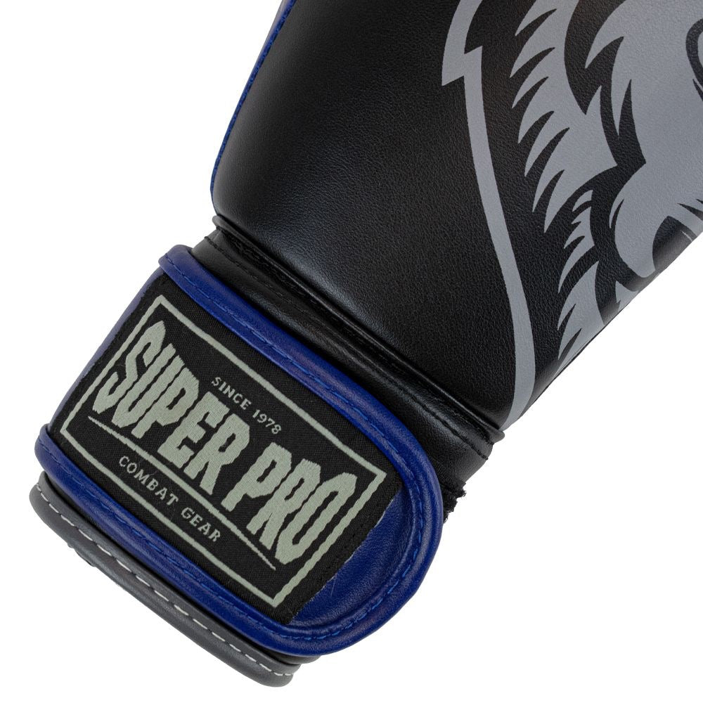 Superpro bokshandschoenen voor kinderen blauw en zwart voor boksen en kickboksen
