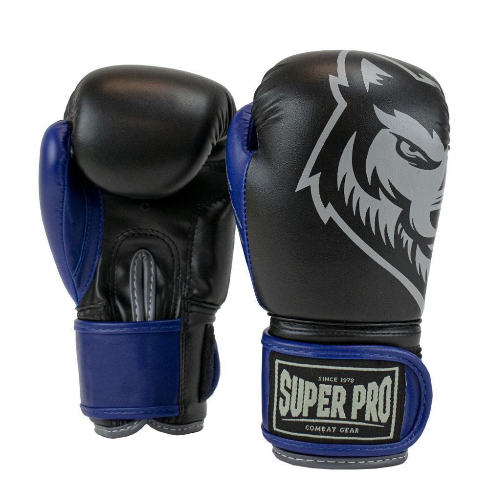 Superpro bokshandschoenen voor kinderen blauw en zwart voor boksen en kickboksen