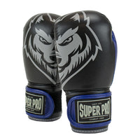 Superpro bokshandschoenen voor kinderen blauw en zwart voor boksen en kickboksen
