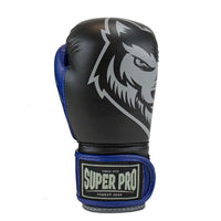 Superpro bokshandschoenen voor kinderen blauw en zwart voor boksen en kickboksen