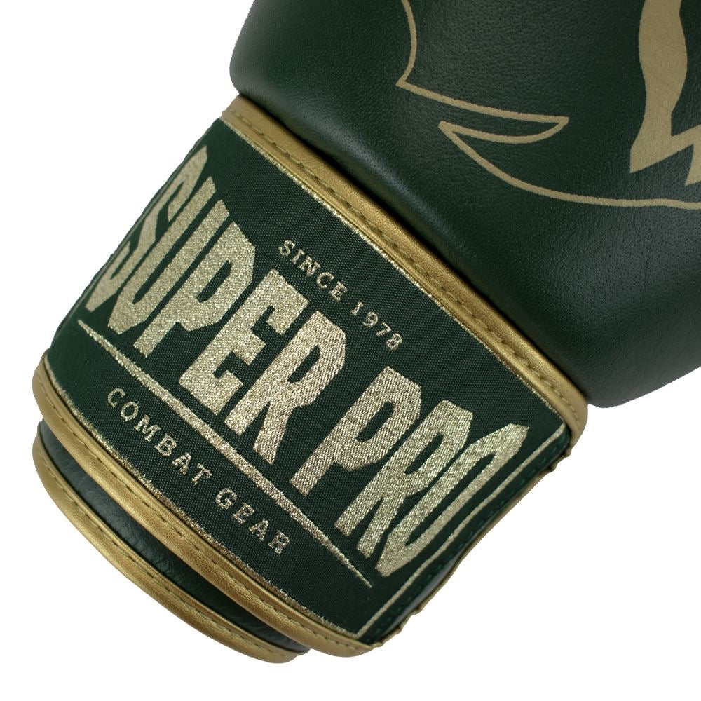 Superpro Warrior bokshandschoenen voor boksen en kickboksen in de kleuren goud en groen
