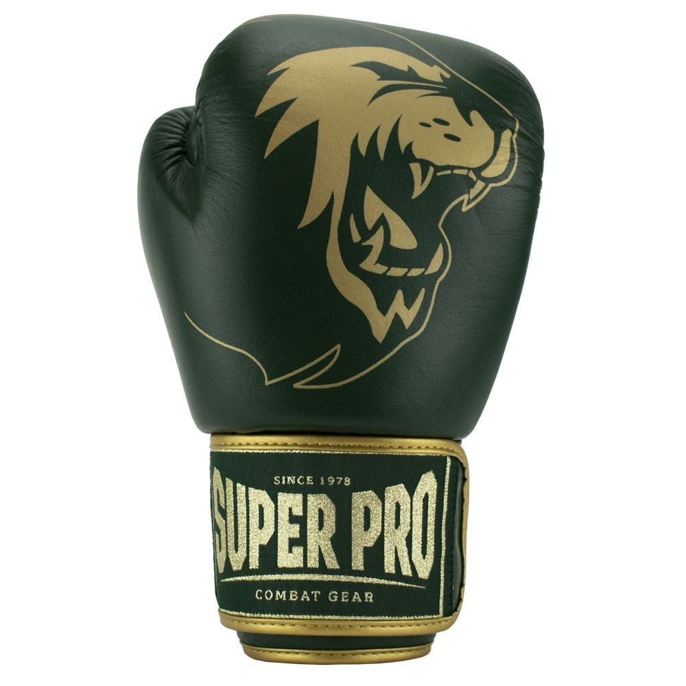 Superpro Warrior bokshandschoenen voor boksen en kickboksen in de kleuren goud en groen
